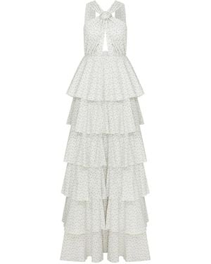 NAZLI CEREN Laurel Printed Cotton Long Dress - White