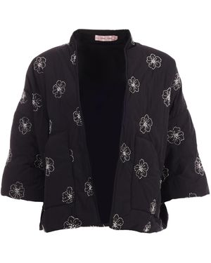 Traffic People This Old Thing Floral Beaded Shrug Jacket - Black