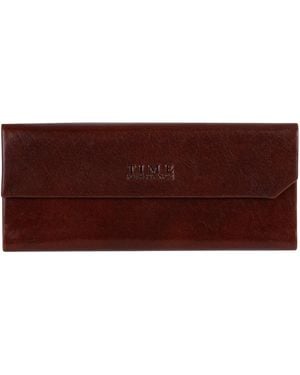 Time Resistance Foldable Leather Glasses Case For - Brown