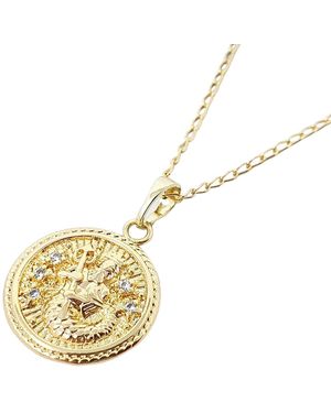 Harfi Aquarius Plated Zodiac Astrology Pendant Charm Necklace - Metallic