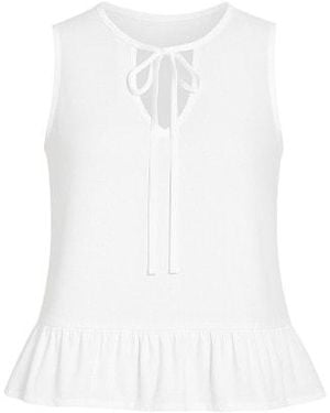 Conquista Neutrals Tie Detail Poplin Top - White