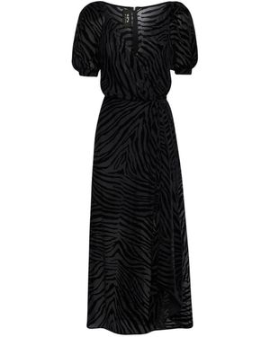 SVETA Milano Meryl Long Devoré-Velvet Dress - Black
