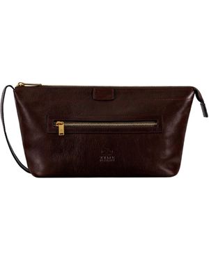 Time Resistance Leather Cosmetic Bag Dopp Kit - Brown