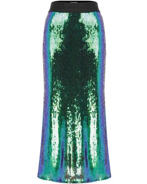 NAZLI CEREN Joelle Sequin Maxi Skirt - Green