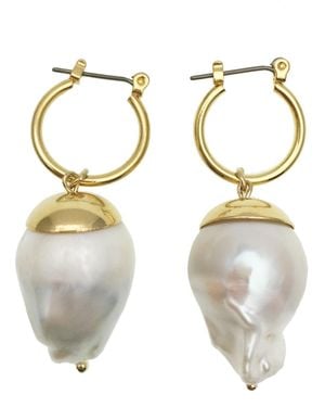 Farra Simple Barouqe Pearl Earrings - White