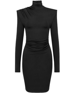 Mandragora Dress With A Fitted Cut And A Subtle Turtleneck Soreen - Black