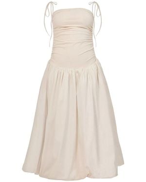 Amy Lynn Neutrals Alexa Cream Milk Puffball Midi Dress - White