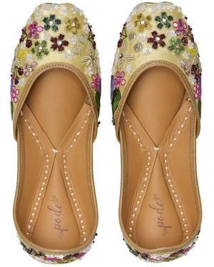 Pode Viva La Vida Hand-Embroidered Flat Shoes - Metallic