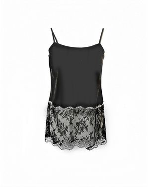 Carol Coelho Orchid Lace-Trimmed Tank - Black