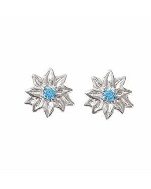 Sophelia December Birthstone Holly Birthflower Sterling Stud Earrings - Blue