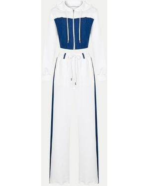 Gov Denim Denim Detail Cotton Tracksuit Set With Two-Way Zipper - Blue