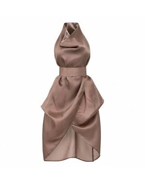 Lumina Eligma Neutrals Silhouette Halter Dress - Brown