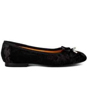 Rag & Co Buckrose Velvet Bow Ballerinas - Black