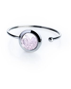 My Little Nature Handmade Rose Quartz Crystal Cuff Bracelet – Stainless Steel Jewellery For Love & Self-Care - Blue