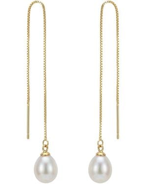 seree Lilith Pearl Thread Earrings - White