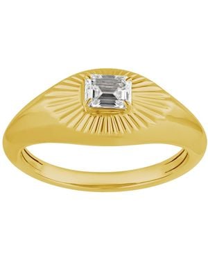 Artisan 14K Asscher Cut Diamond Signet Ring - Metallic