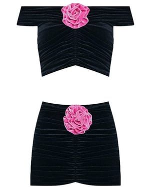 Nur Karaata Castille Top & Skirt Set - Black