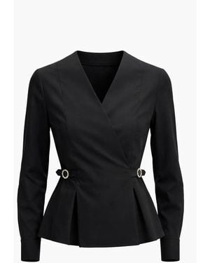 Exquise Ashylnn Wrap Collar Shirt – - Black