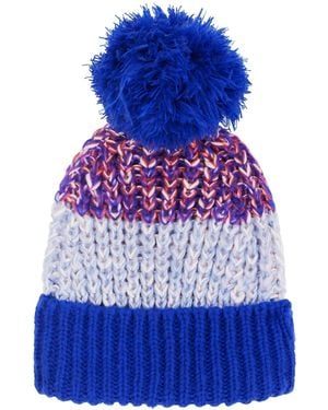 Cara & The Sky Phoebe Stripe Beanie Bobble Hat - Blue
