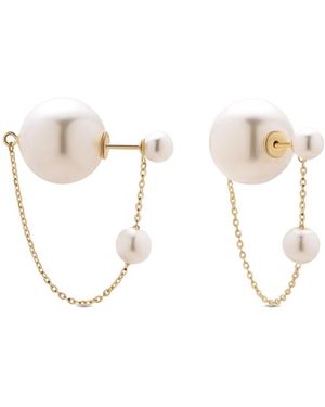 Lisa&Co. Earrings Double Pearl Swing - Metallic