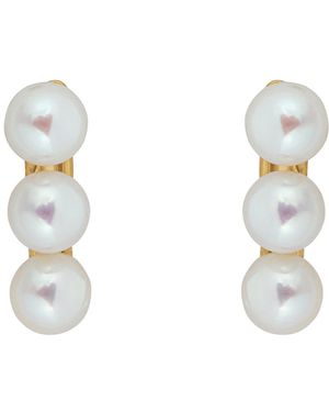 Ora Pearls Aetia Trio Pearl Hoop Earrings - White