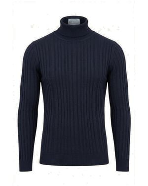 Ron Tomson Roll Neck Ribbed Jumper - Blue