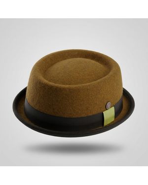 Dasmarca Hats Tony Mustard Felt Skimpy Brim Short Brim Rude Boy Mod Style Porkpie Hat - Brown