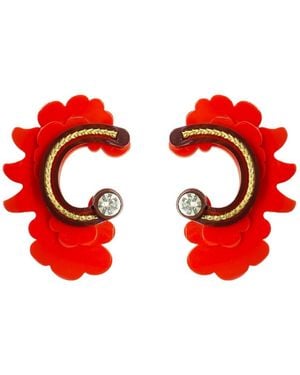 Gissa Bicalho Handmade Acrylic Earring Flower Ella - Red
