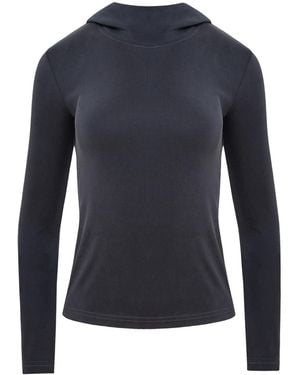 Mandragora Luna – Ribbed Viscose Hoodie Top - Blue