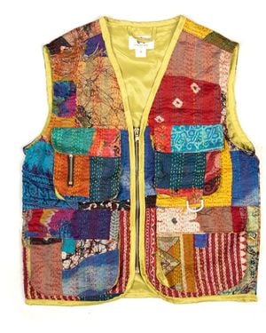 Collected Xx Kantha Utility Vest - Orange