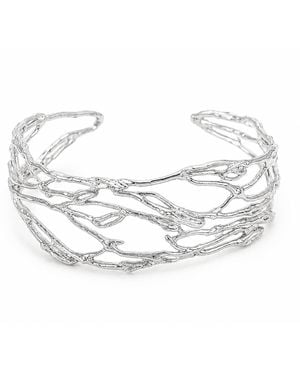 Mother Nature Jewelry Jasmine Branch Bracelet, Handmade Statement Cuff - Metallic