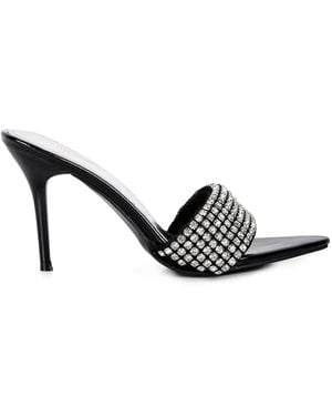 Rag & Co Adina Diamante Embellished Slip On Sandals - Black