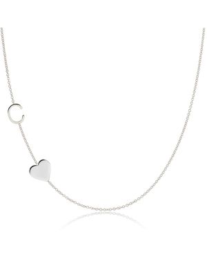 Maya Brenner Monogram Necklace With Heart 14K - Metallic