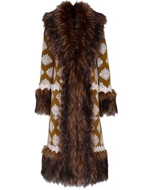 The Extreme Collection Neutrals Long Alpaca Coat Ochre - Brown