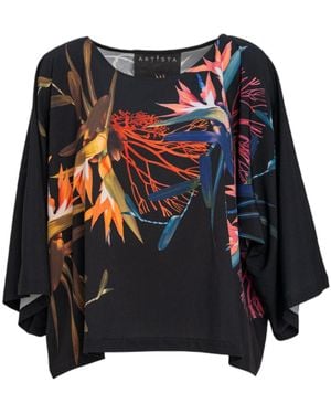 ARTISTA Beauty Vibrant Floral Printed Blouse - Black