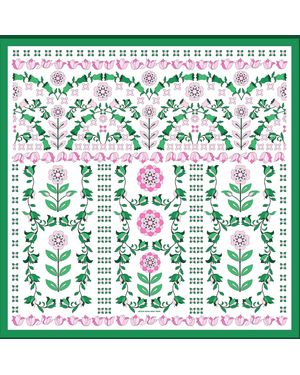 Jessie Zhao New York Ivy Parterre Double Sided Silk Scarf - Green