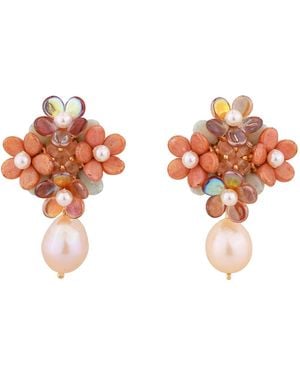 Oana Savu Flower Bridal Bridesmaids Gifts Stud Earrings - Pink