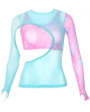 Paloma Lira Plastic Victorian Mesh Top - Blue
