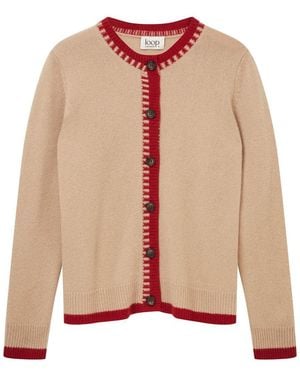 Loop Cashmere Neutrals Cashmere Blanket Stitch Cardigan - Pink