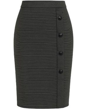 Conquista Elegant Stripes Sheath Pencil Skirt - Black