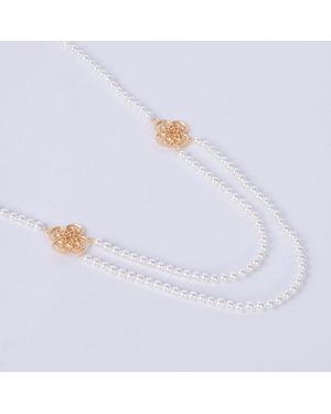 Lila Rasa Clover Long Pearl Statement Necklace 25 - White