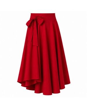 Nikka Place Midi Flared Cotton Skirt With Bow Belt