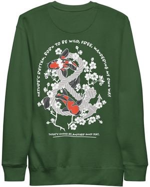 Anchor and Crew Forest Koi Fish Another Good Day Cotton Blend Sweatshirt - Green