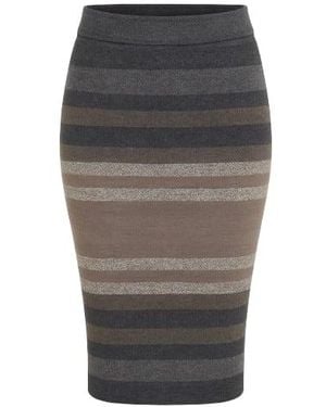 Conquista Chic Striped Skirt - Gray