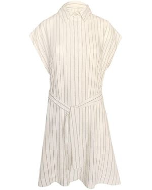 Haris Cotton Linen Blend Shirt Dress-Ecru - White