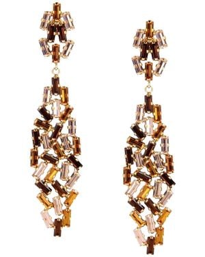 Otazu Golden Baguette Statement Earrings - Metallic
