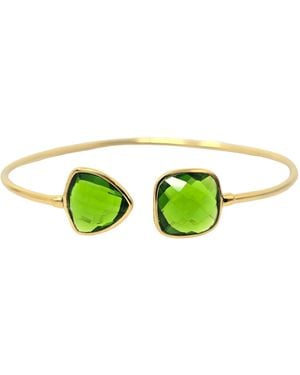 Harfi Vermeil Peridot August Birthstone Crystal Bangle Bracelet - Green