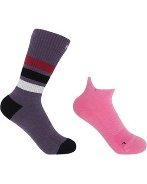 Peper Harow - Made in England Striped Mauve & Trainer Luxury Sports Socks Bundle - Pink