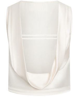 Marieta Yan Marée Draped Open-Back Satin Top - White