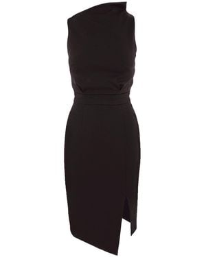 AVENUE No.29 Bodycon Midi Dress With Leg Slit - Black
